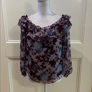 Vince Camuto Purple and Blue Floral Blouse